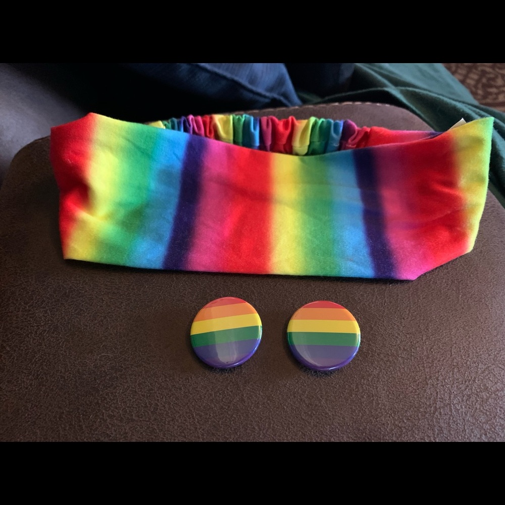Pride Flag Pins and Rainbow Headband